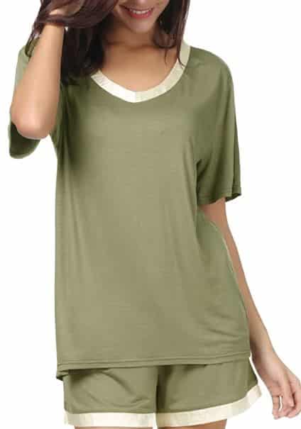 Invug Women Nightwear Short Sleeve Shirt and Shorts Pajama Set
