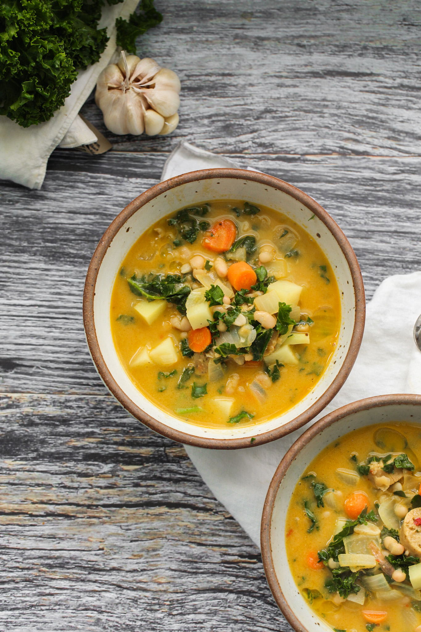 vegan soup in bowls